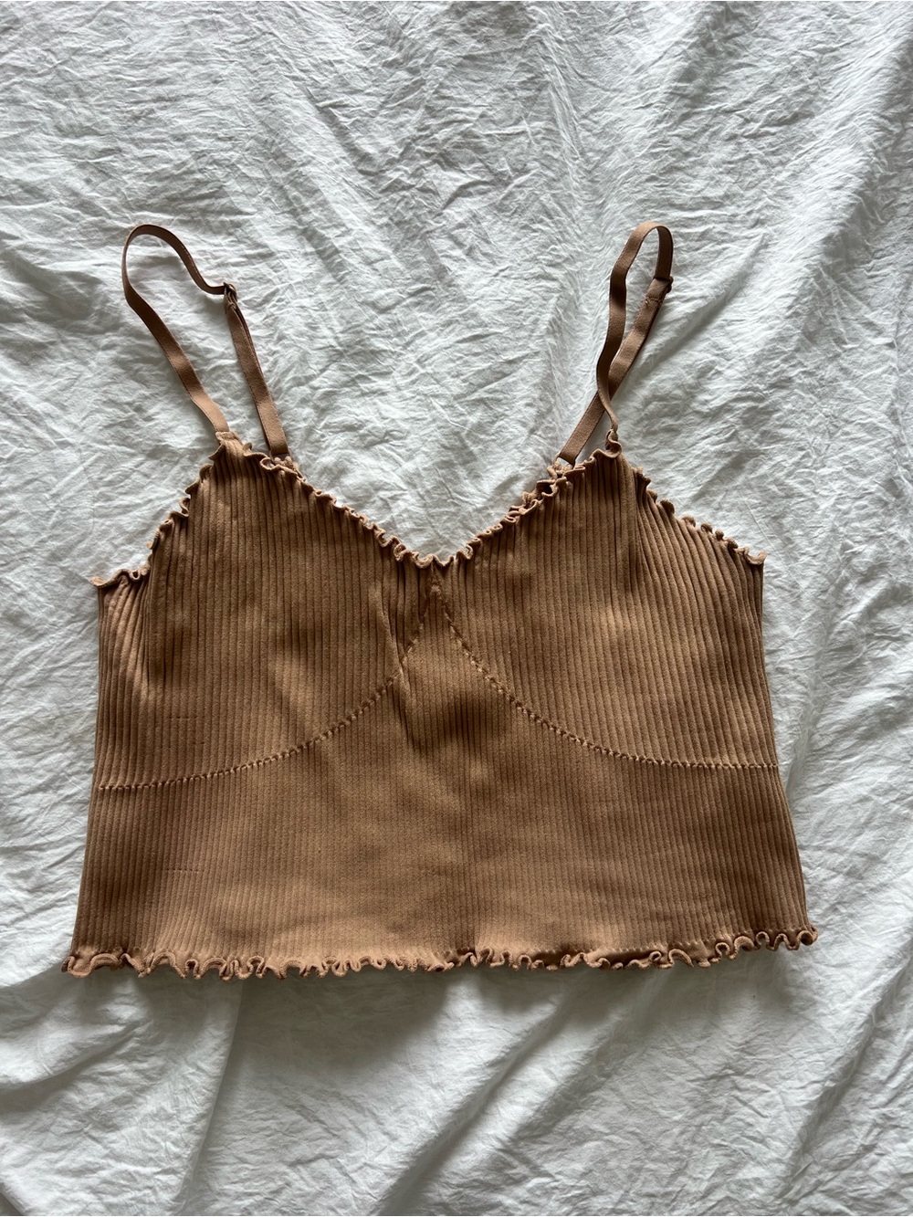 Aerie Ribbed Ruffle Trim Cami Tank Top